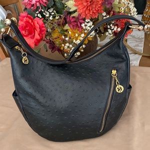 Genuine leather ostrich embossed, hobo bag